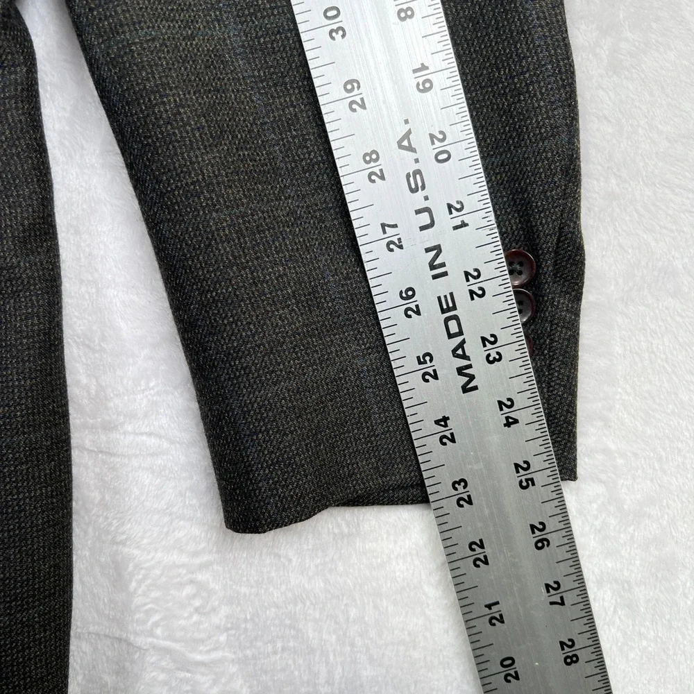 Nautica Blazer Mens 43R Gray Wool Cashmere Plaid 3 Button‎ Sport Coat